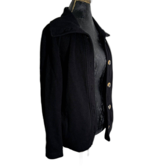 Karen Scott Sport XL Black Cardigan Button Textured Knit Cotton Blend Classic - Picture 4 of 7